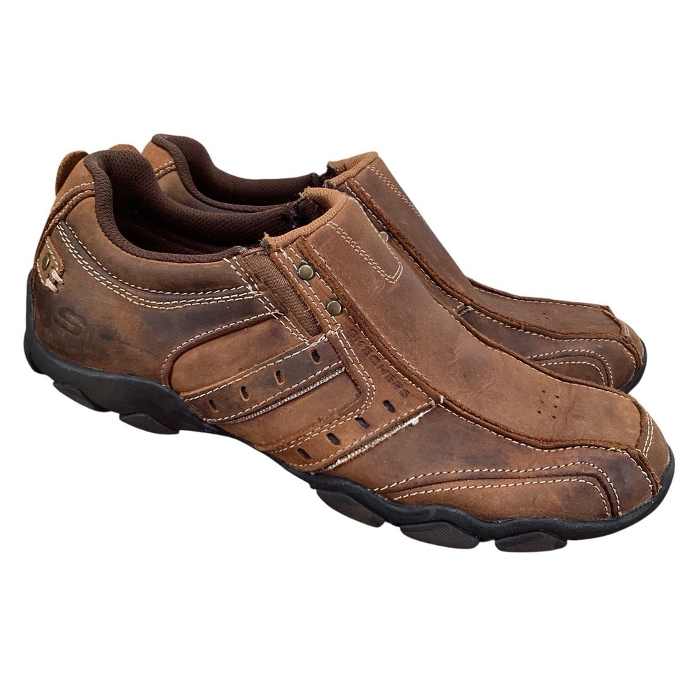 Skechers Men's Size 9.5 Leather Diameter Slip On Shoes 61779 Relaxed Sneakers